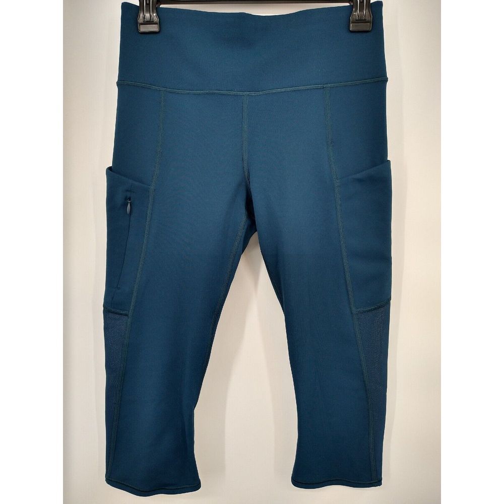 Athleta‎ Women's size Small S Teal Pockets Mesh 210144 All in Crop Tight Pants